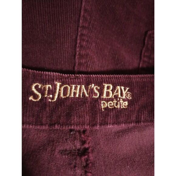 St Johns Bay Pants Ladies 14 Petite Corduroy Bootcut Maroon - Picture 5 of 7